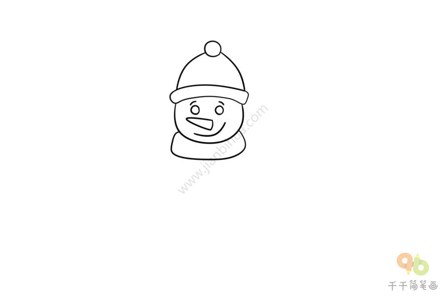 戴红帽子的雪人简笔画画法