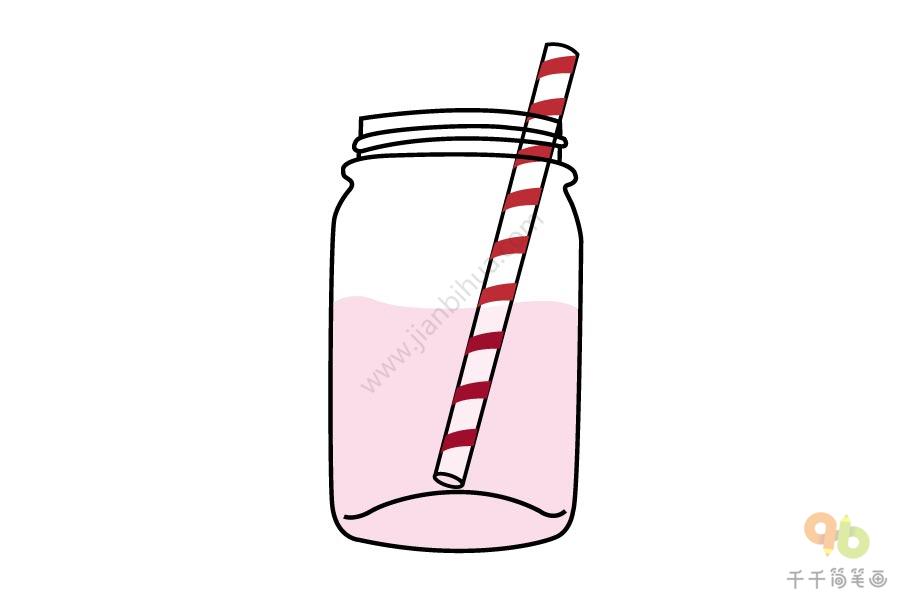 粉色饮料瓶简笔画