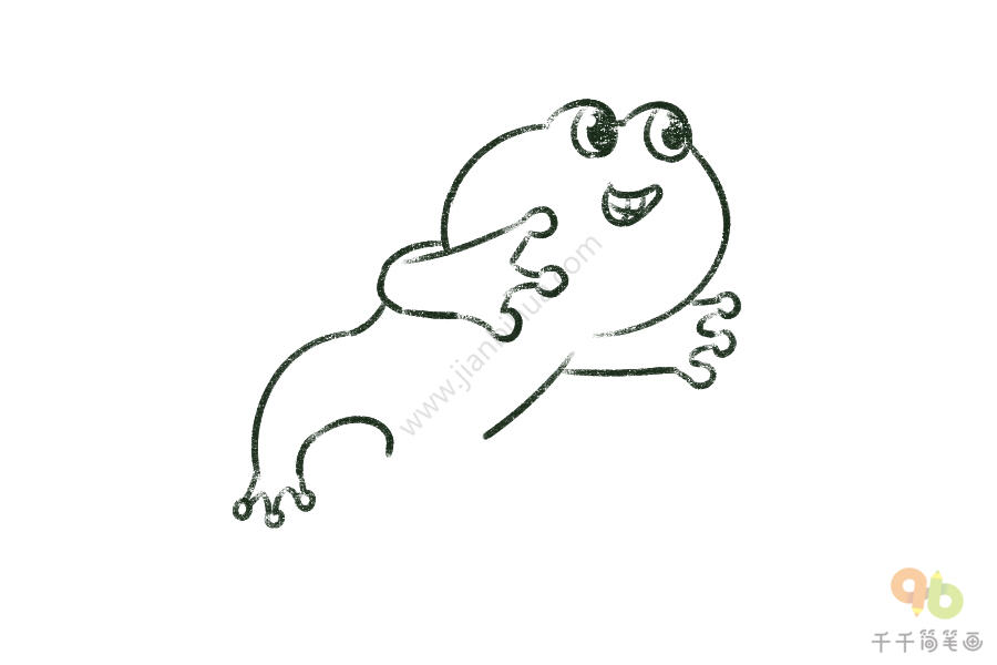 蛙跳动作简笔画图片