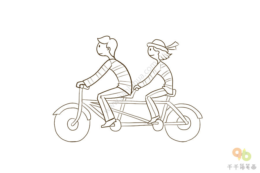 骑自行车小人简笔画图片