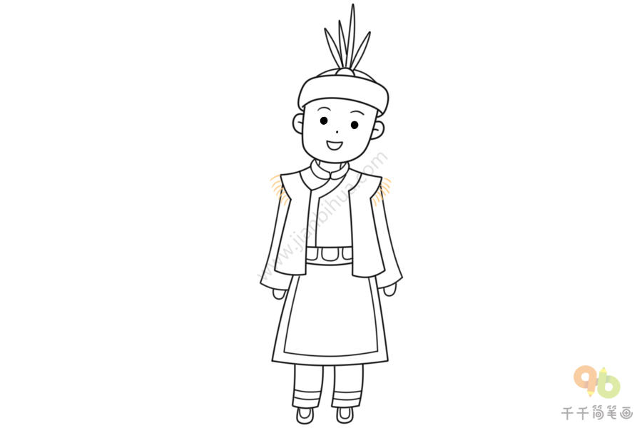 羌族服装绘画图片