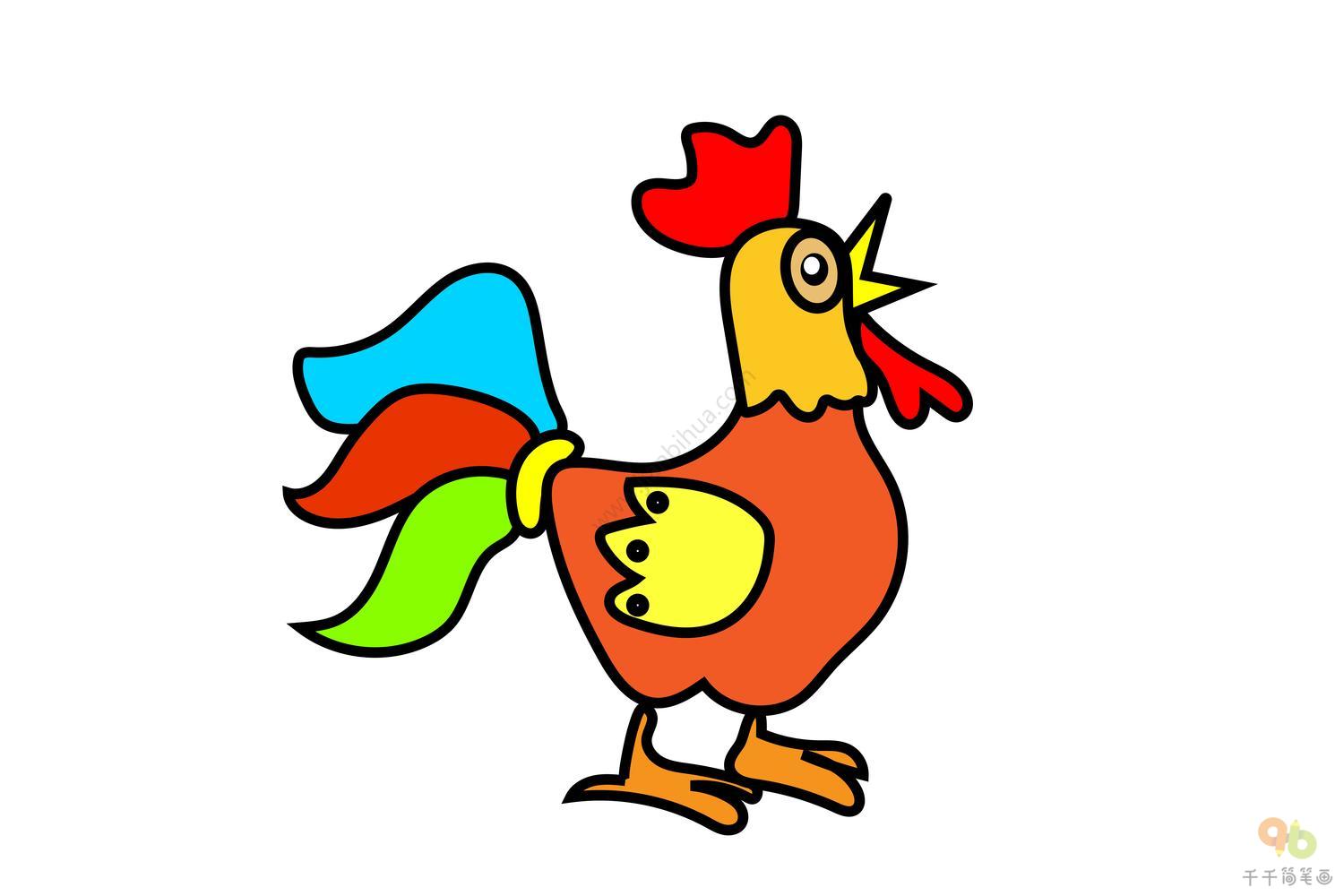 教你画一只勇猛好斗的大公鸡简笔画的步骤图 肉丁儿童网
