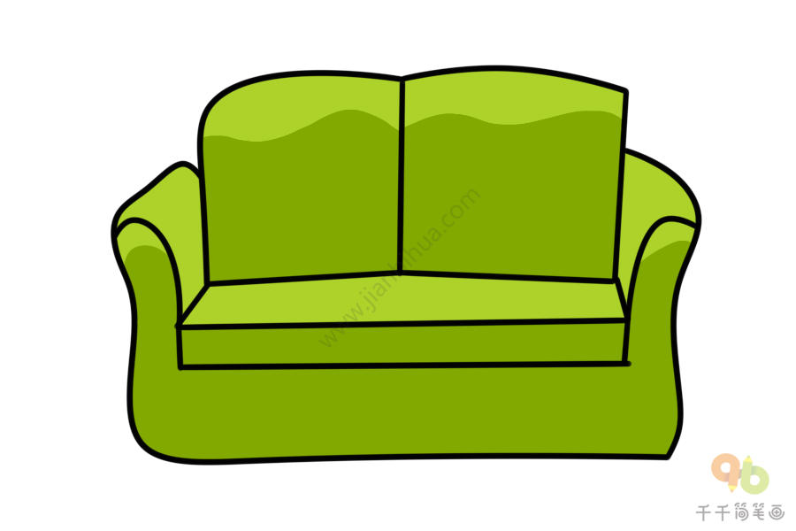 绿色双人沙发简笔画