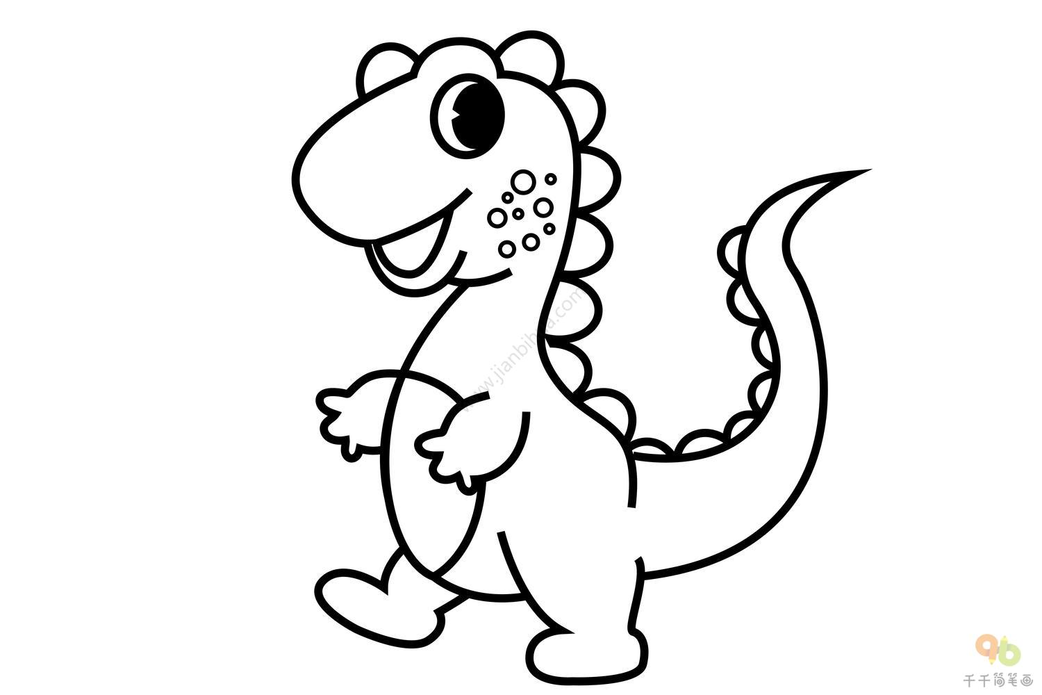 动物简笔画：可爱的小恐龙
