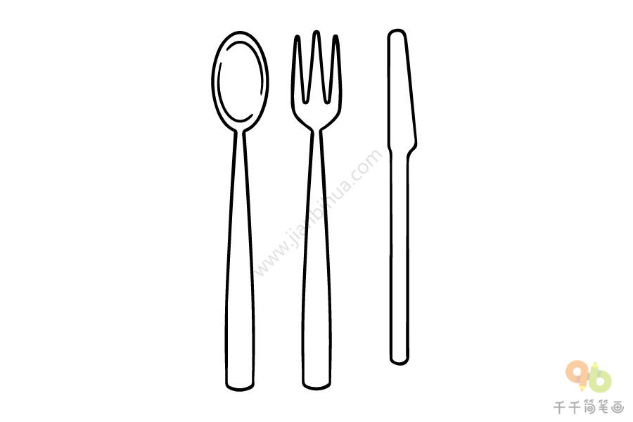 叉子和刀怎么画简笔画图片