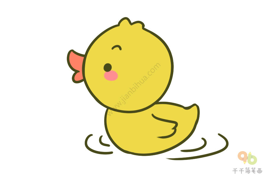 游泳的鸭宝宝简笔画