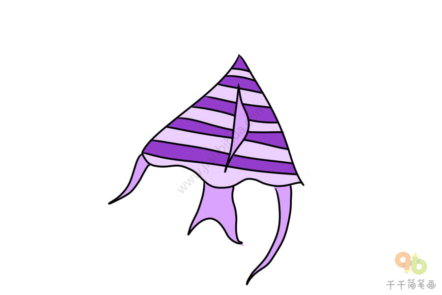 独特的紫色风筝简笔画