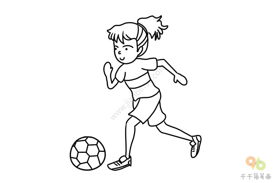 画一个女足球员图片