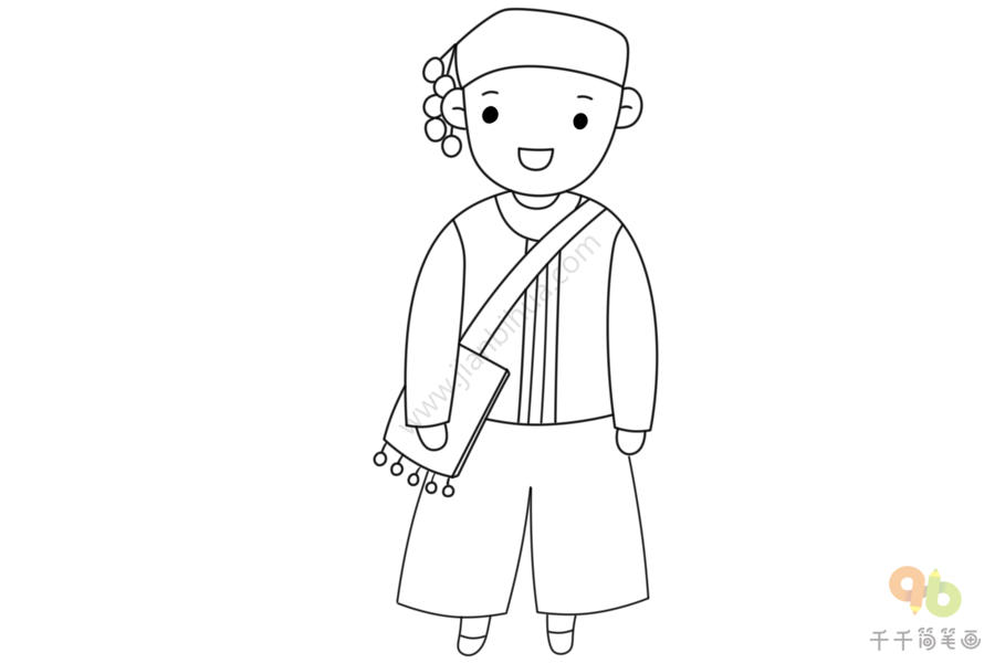傣族人物简笔画男孩图片