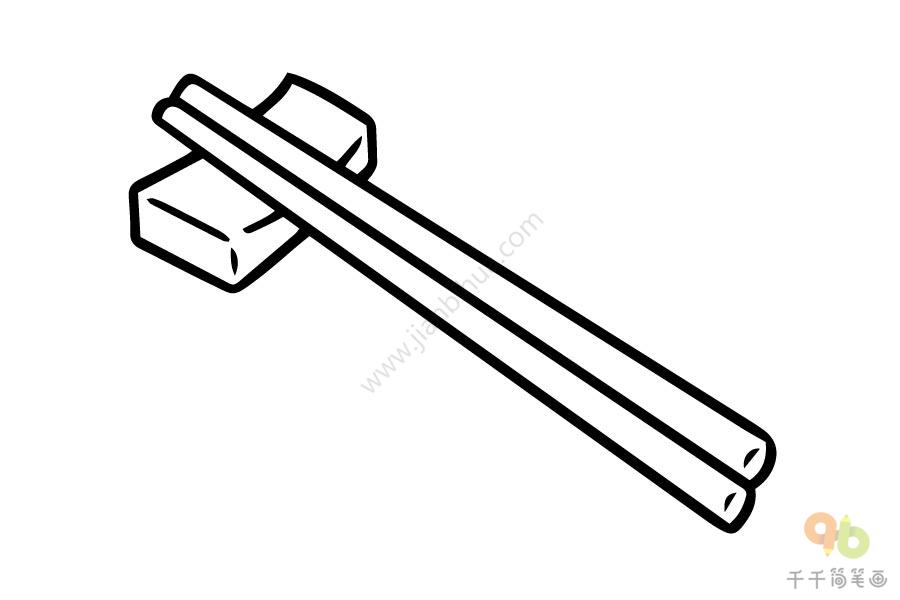 线条简单的筷子和筷托简笔画步骤图一看就会画的筷子简笔画步骤图筷子