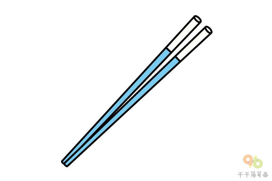 色彩简单的筷子简笔画步骤图