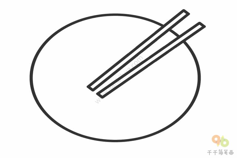 放在盘子里的筷子简笔画步骤图