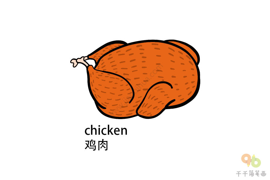 鸡肉简笔画 手绘图图片