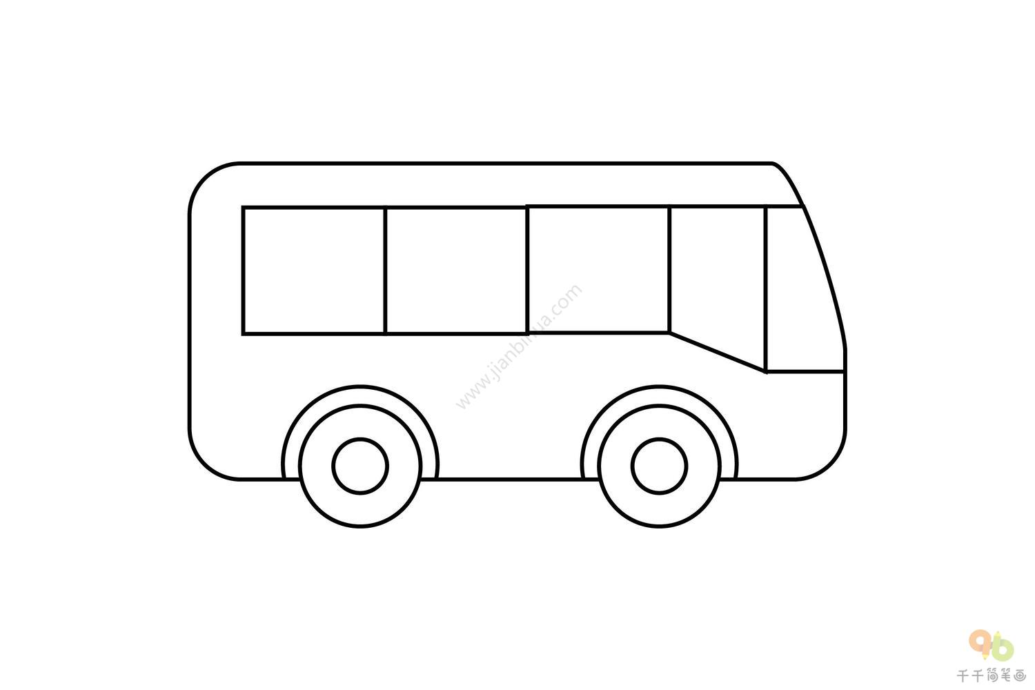 彩色的公交车简笔画