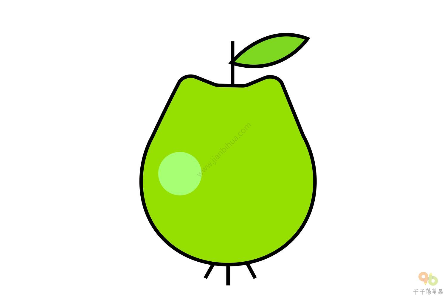 绿苹果简笔画_水果