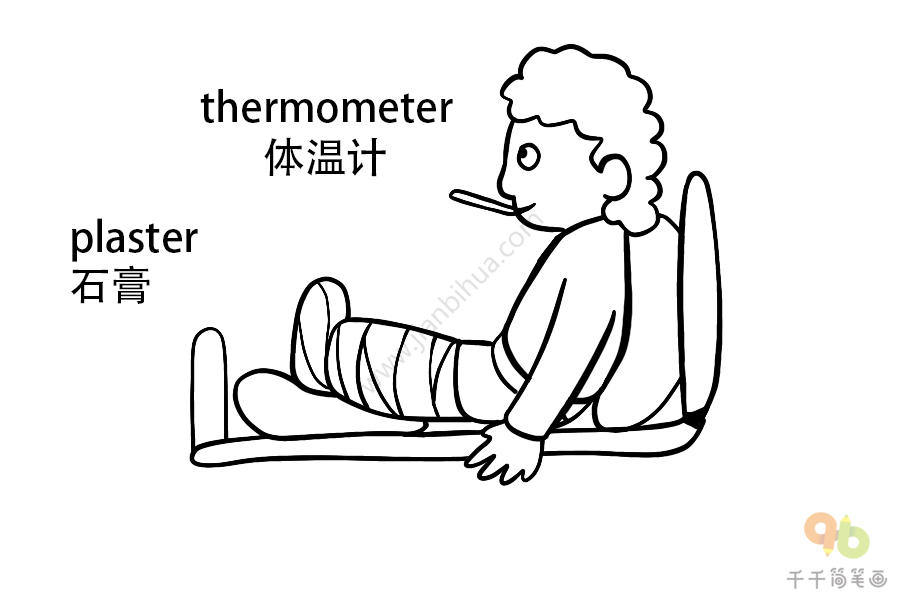 量体温简笔画图片