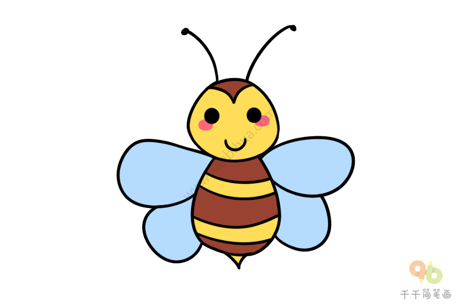蜜蜂简笔画涂色搭配图图片