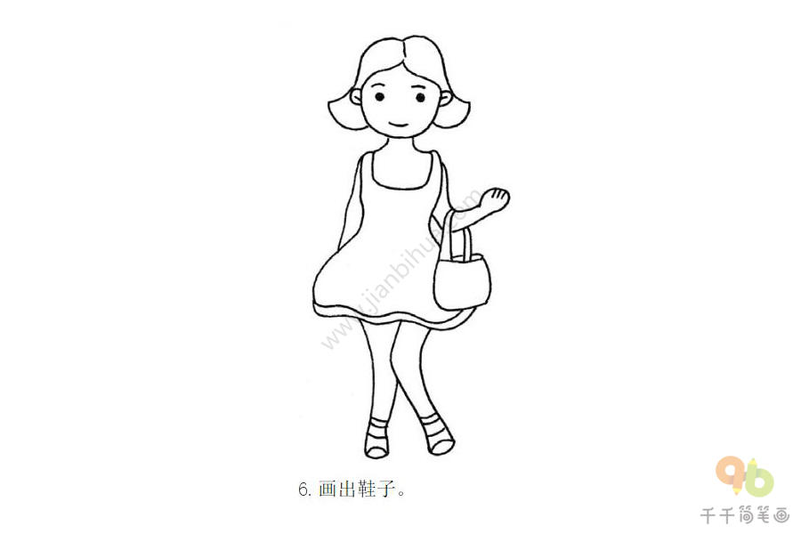 美丽的女青年简笔画步骤图