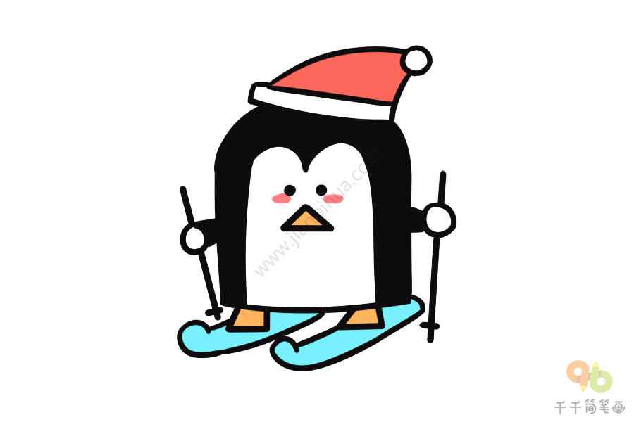 企鹅滑雪简笔画图片