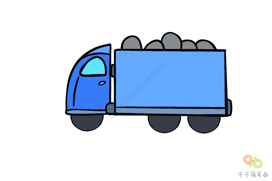 蓝色卡车简笔画图片图片