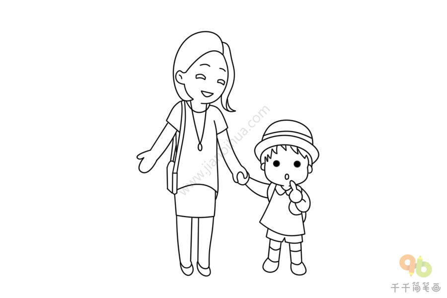 宝宝和妈妈简笔画简单图片