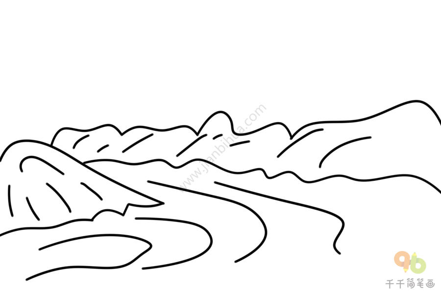 大山河流简笔画图片