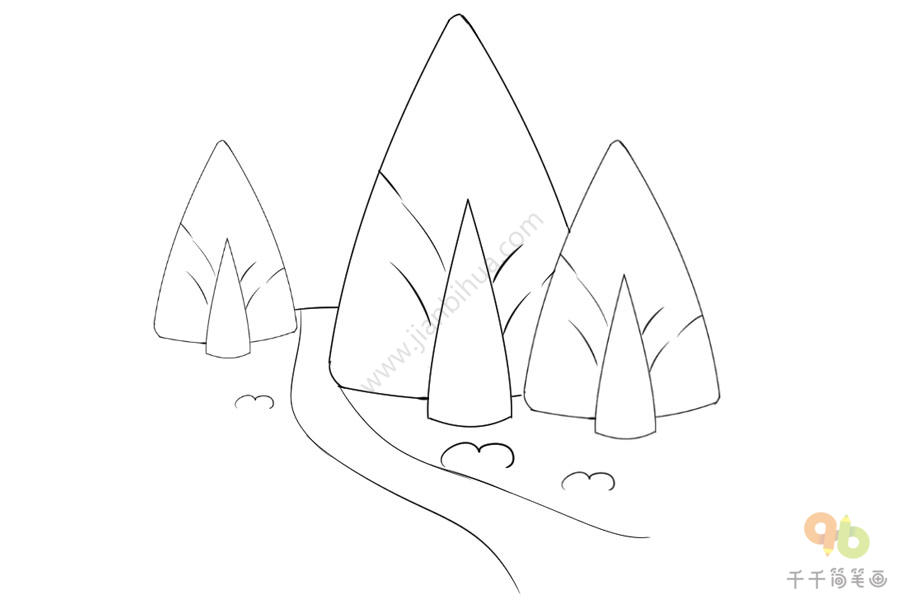 林间小树简笔画图片