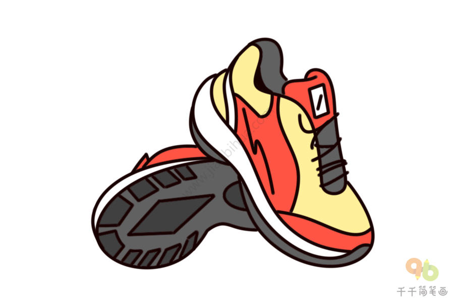 运动鞋简笔画彩色颜色图片