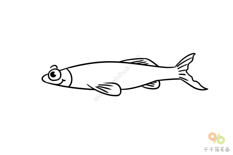 小银鱼简笔画图片