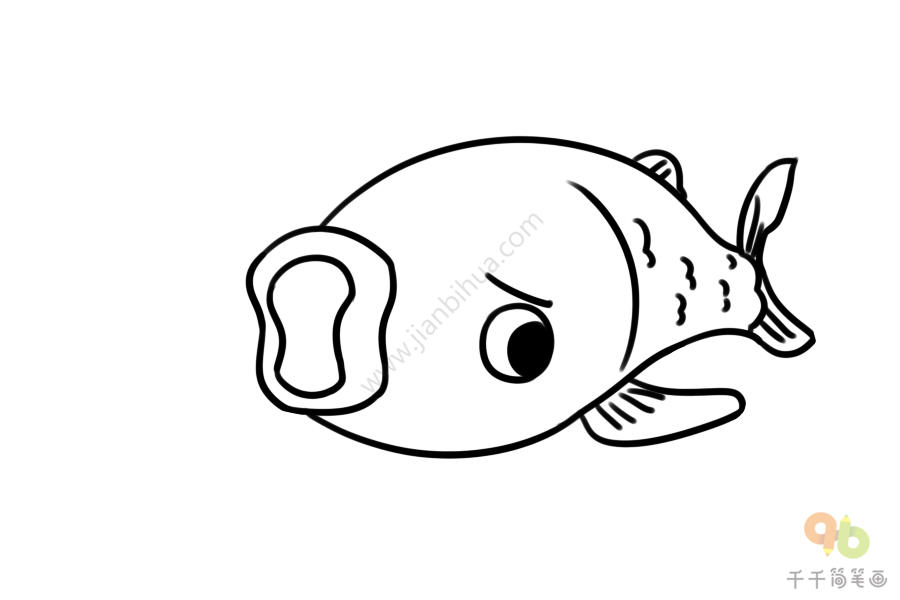 长嘴鱼简笔画图片