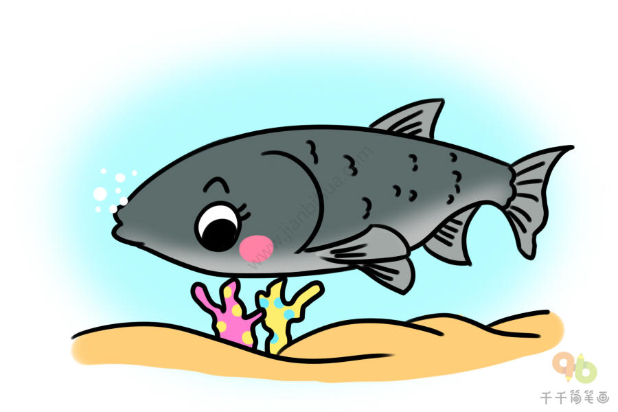 胖头鱼简笔画彩色图片