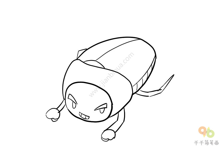 儿童简单画金龟子简笔画步骤图