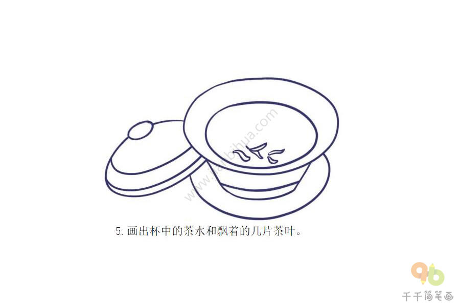 龙井茶叶简笔画图片