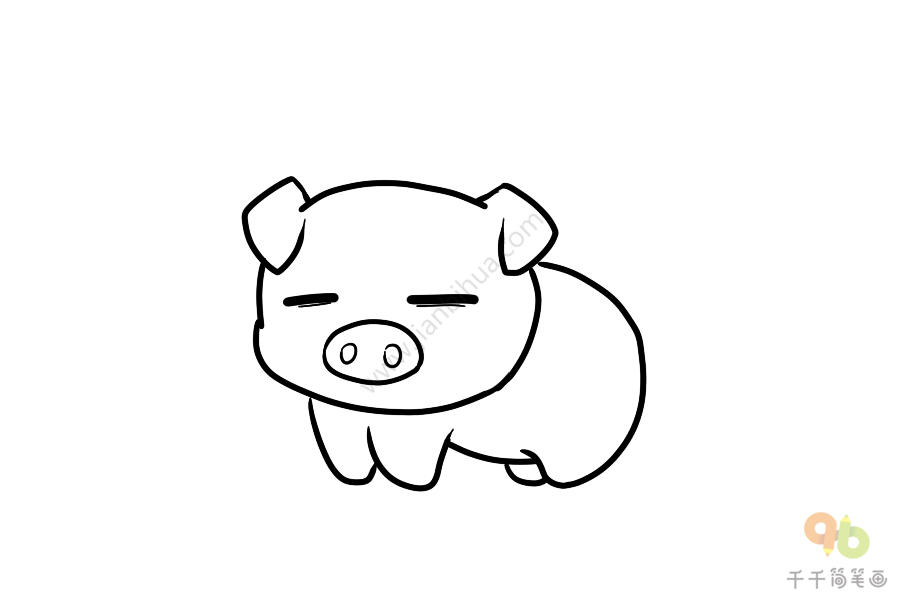 十二生肖猪可爱简笔画图片