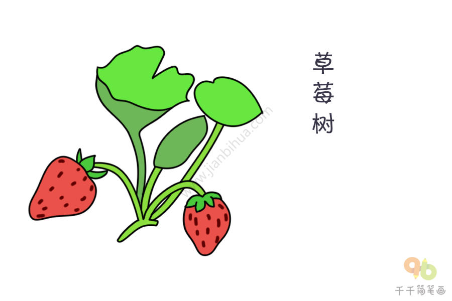 草莓树简笔画卡通图片