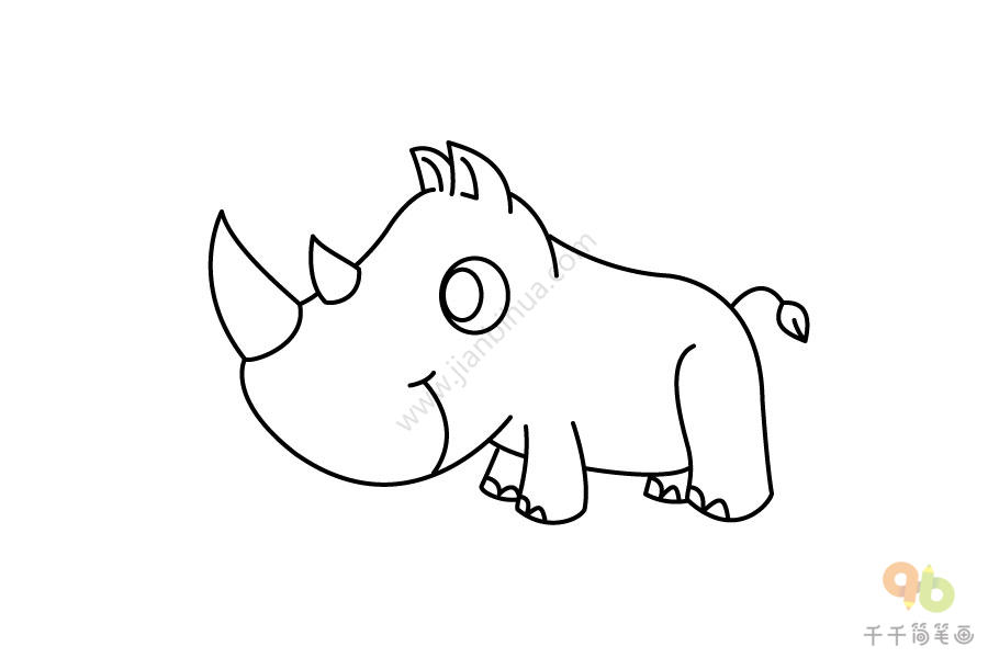 犀牛简笔画 画法图片