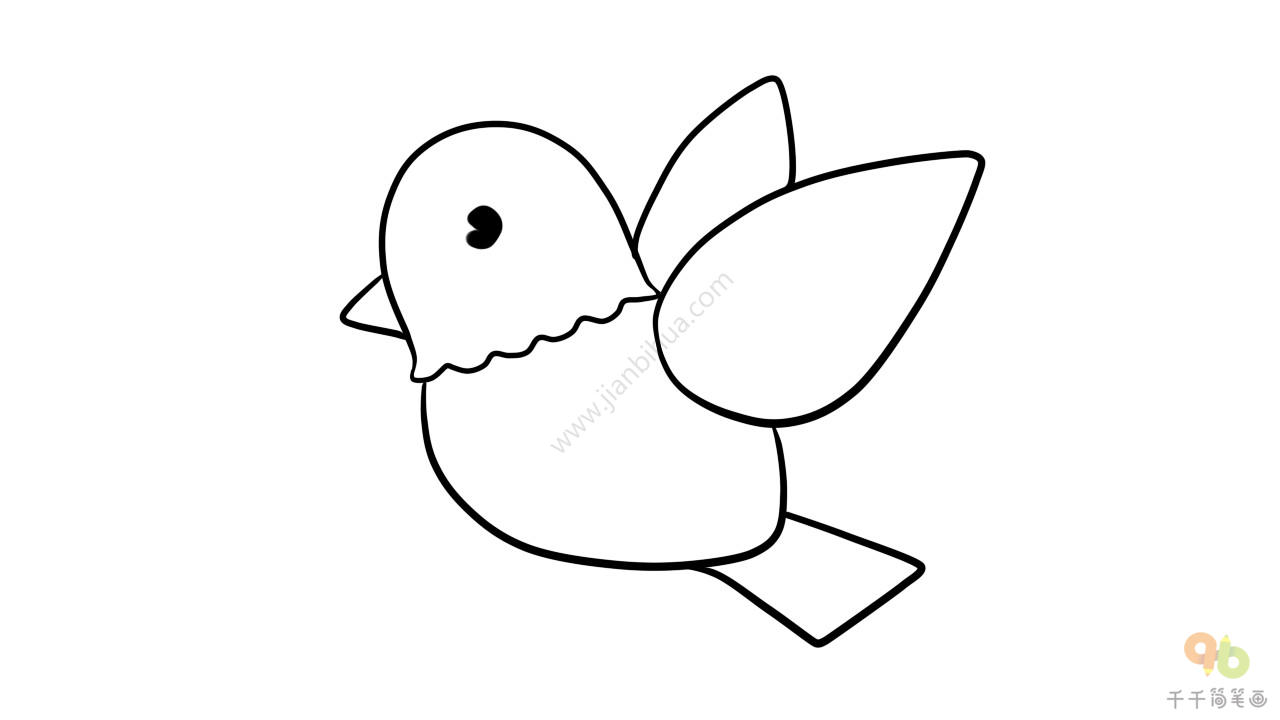 自由飞行的小鸟简笔画