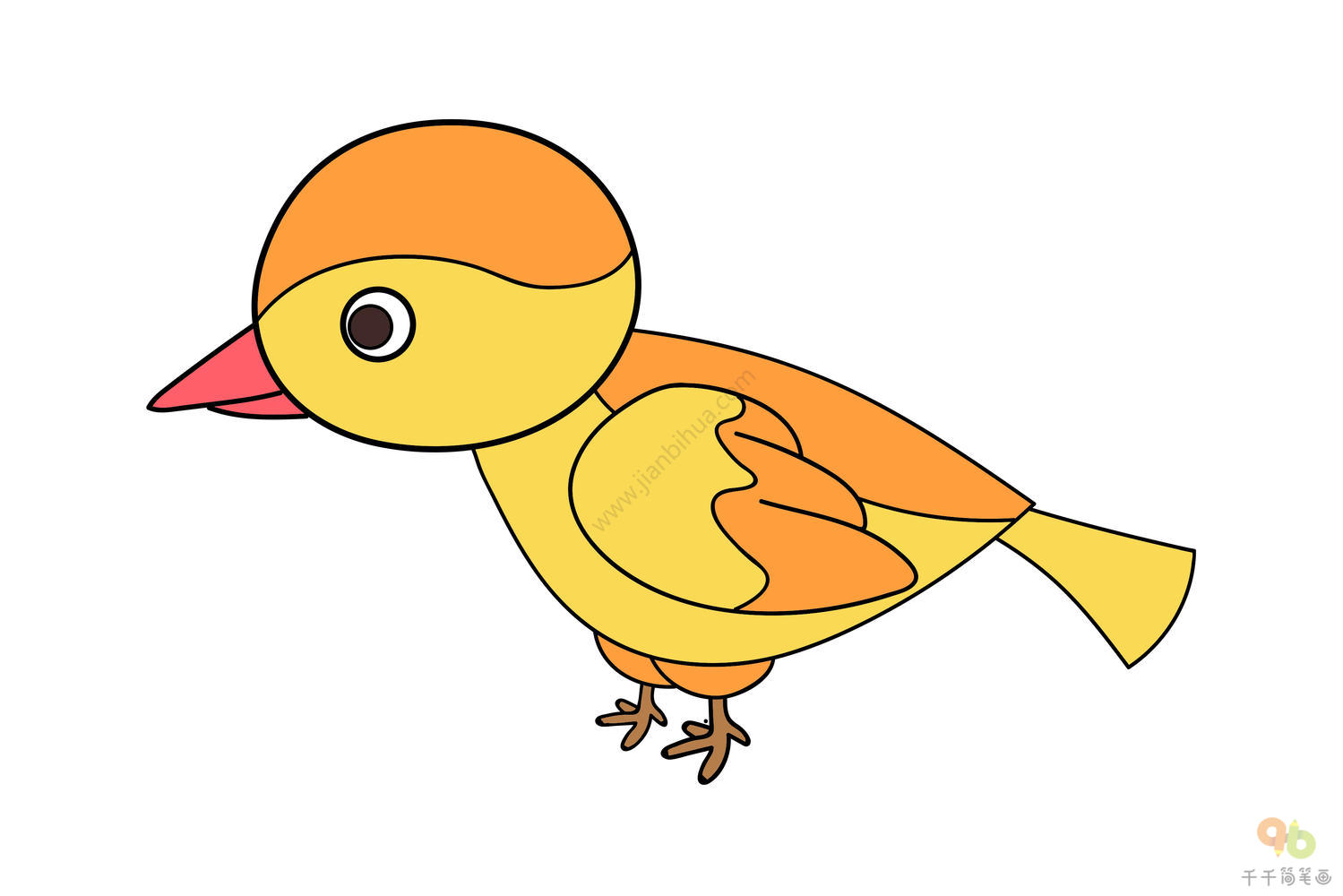 活泼的黄鹂鸟简笔画_飞行动物简笔画