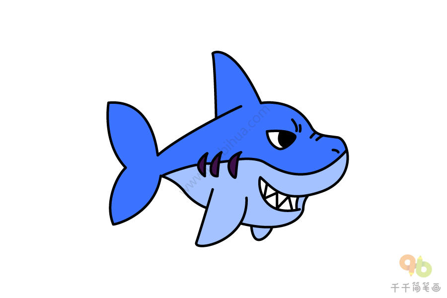 鲨鱼怪兽简笔画图片