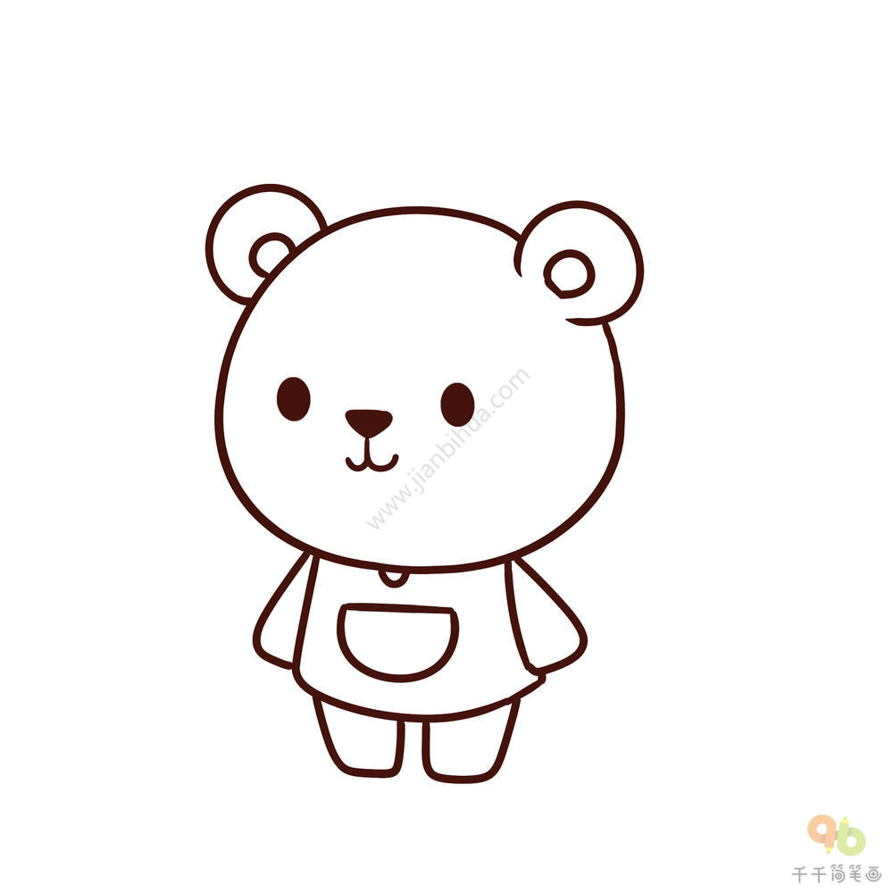 幼儿涂色画 可爱的小熊简笔画