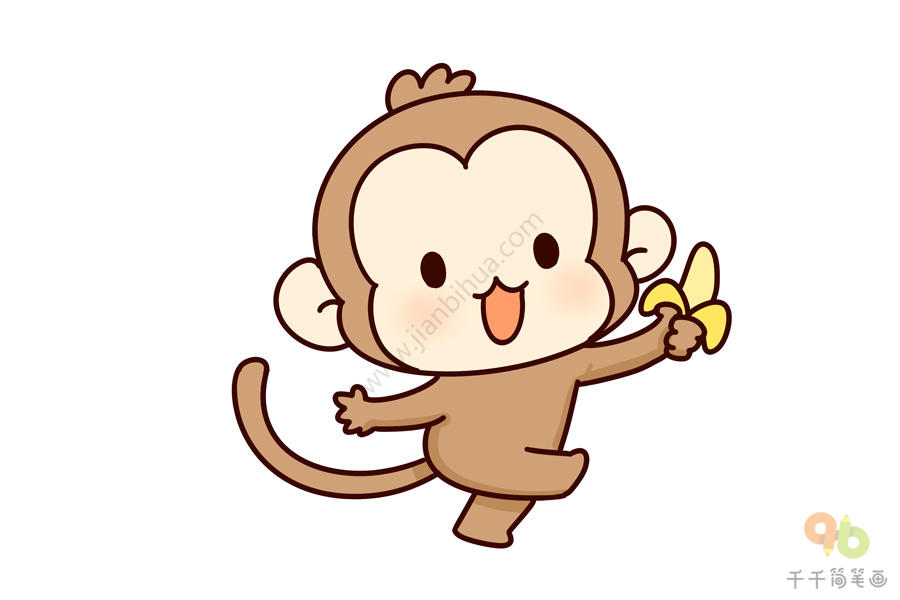 猴子简笔画彩色 画法图片