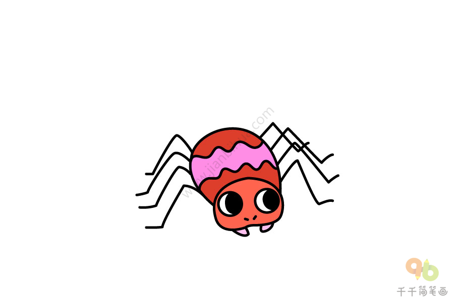 蜘蛛简笔画彩色 画法图片