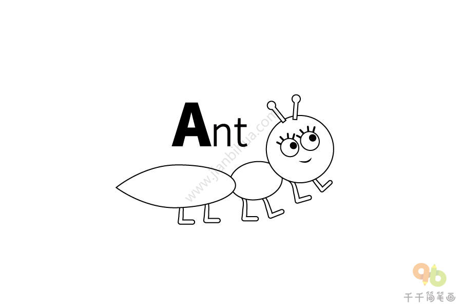 宝宝英文认知蚂蚁简笔画图片