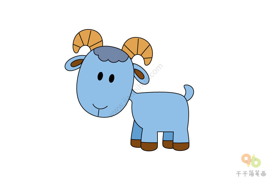 蓝色的羊简笔画