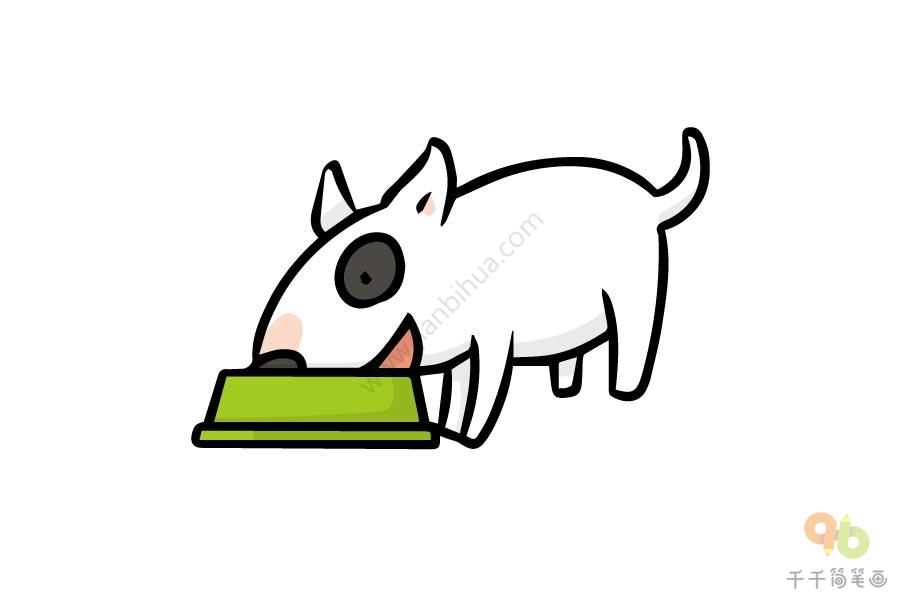 狗狗吃饭简笔画图片