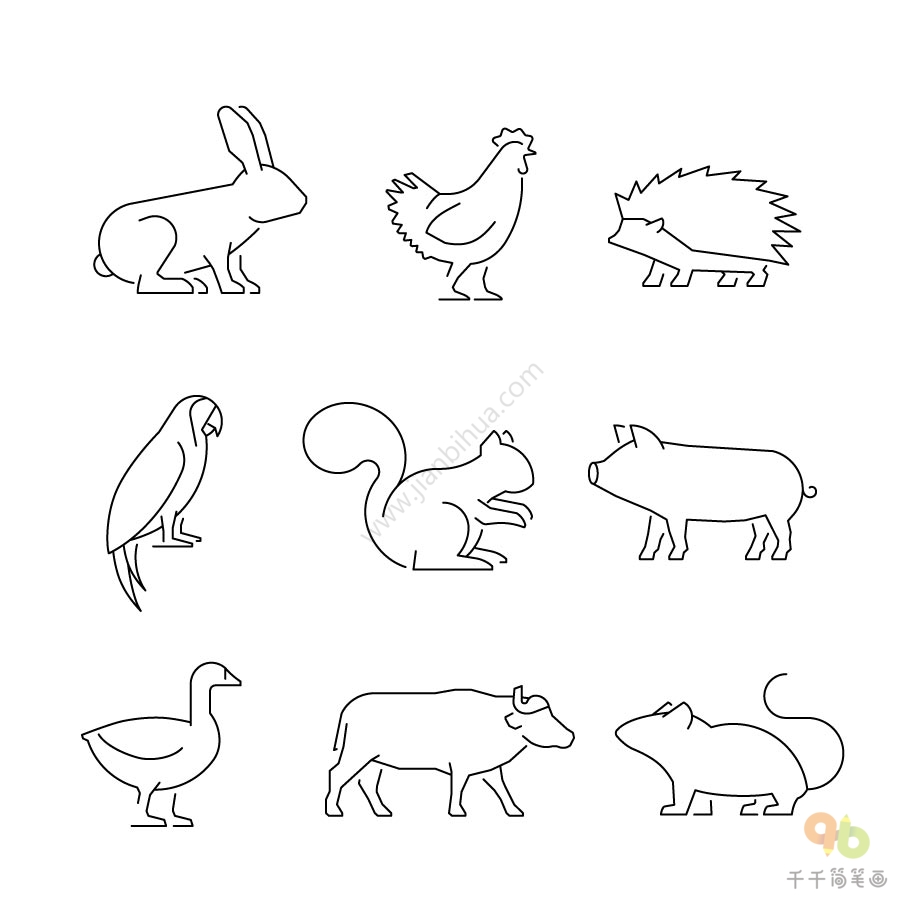 地球上的动物简笔画图片