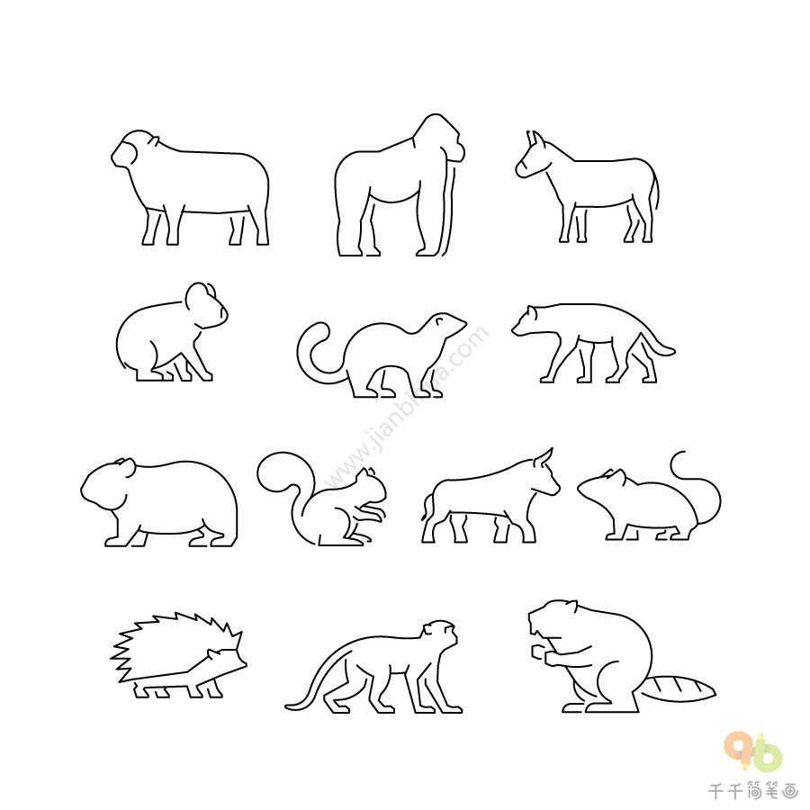 地球上的动物简笔画图片
