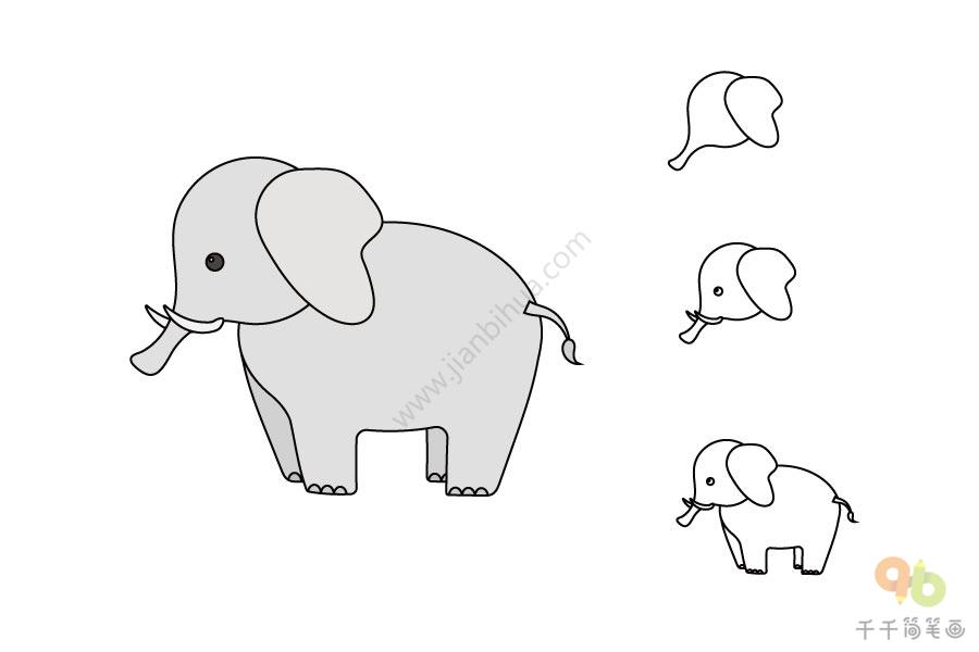 圆圈大象简笔画图片