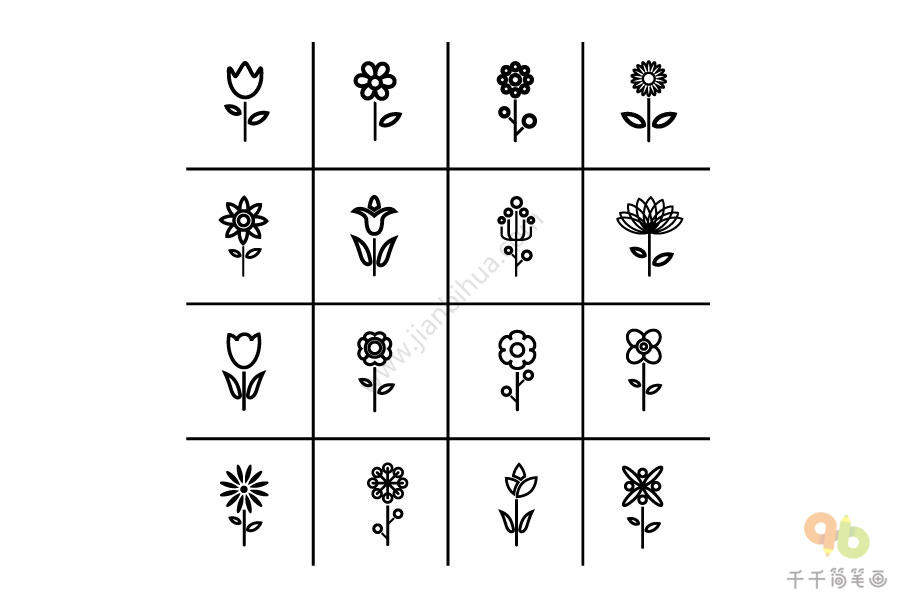 线条简单的花朵简笔画图片
