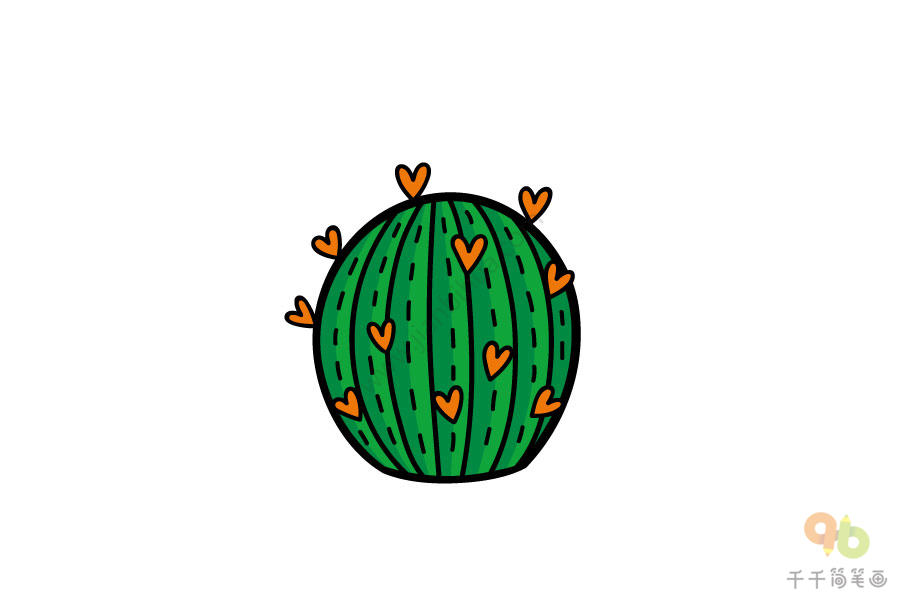 开花的仙人球简笔画图解